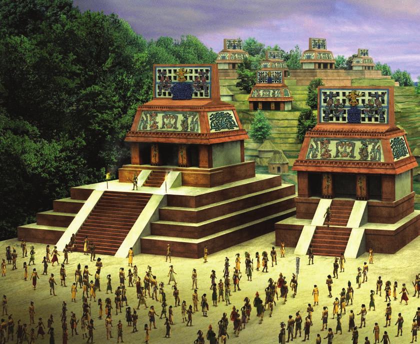 In addition to palaces and temples, the Maya built canals and paved large plazas, or open squares, for public gatherings.