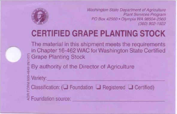 What paperwork to look for when receiving certified grapevines?