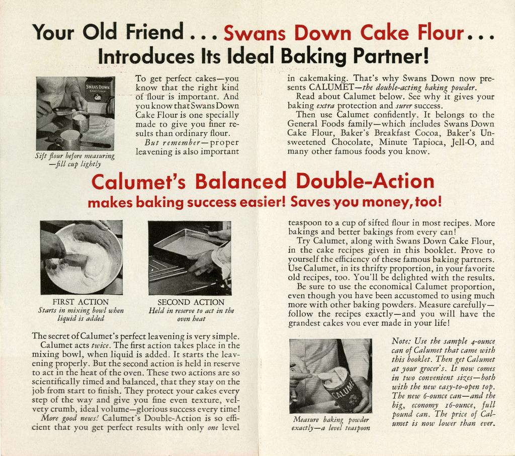 Your Old Friend... Swans Down... Introduces Its Ideal Baking Partner!