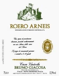 Bruno Giacosa Roero Arneis 2015 $29.95 Bruno Giacosa is one of three producers that are credited with bringing the Arneis varietal back from almost near extinction over 25 years ago.