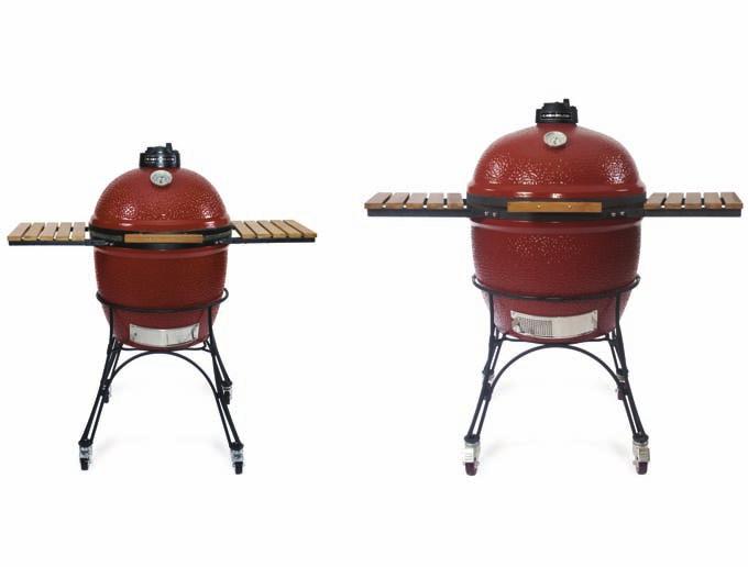 KAMADO JOE CLASSICJOE AND BIGJOE (WITH CART) ClassicJoe 18 BigJoe 24 ClassicJoe and BigJoe are Available in Two Colors: Red with Natural Bamboo Side Shelves and Handle Black with Teak-finished