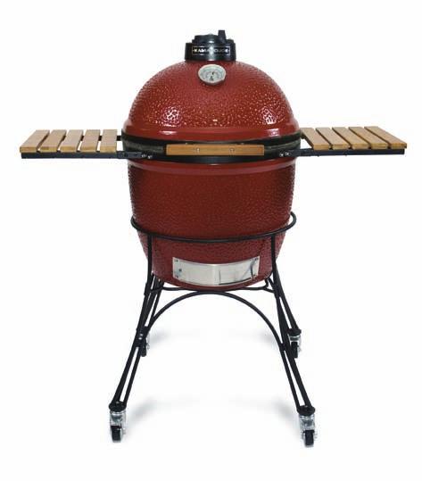 Top Vent Thermometer Grill Dome Bamboo Side Shelves Bamboo Handle Welded Utensil Pins (4 Each Side) Grill Base Cooking Grate INTERNAL COMPONENTS Draft Door Ash Screen (BigJoe) Cast Iron Cart Fire