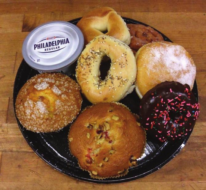 baker s breakfast Enjoy a medley of bagels, muffins and fresh donuts.