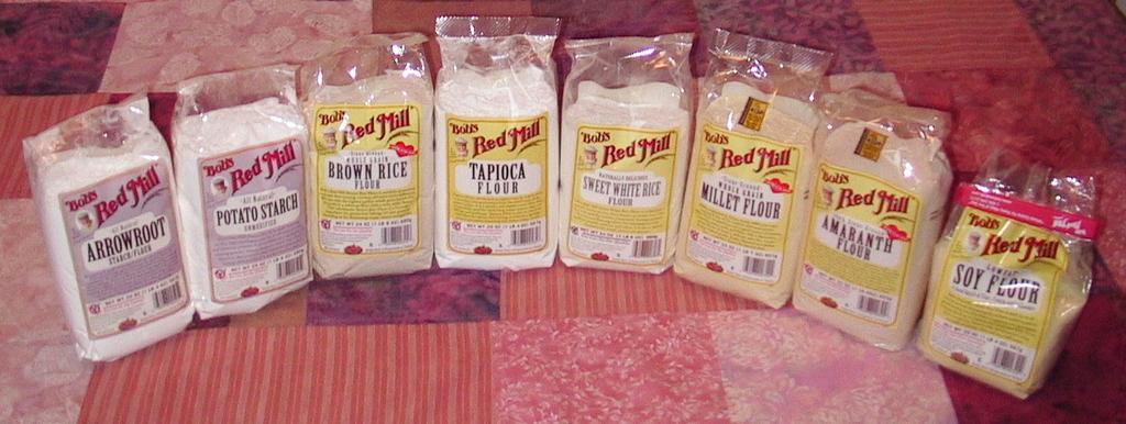 Gluten-Free Flour Mix Recipe by Linda Freeman 1 1 bag brown rice flour 1 bag tapioca flour 1 bag sweet white rice flour 2 ½ bag millet flour 3 ½ bag arrowroot flour or potato starch 4 1 cup of one or