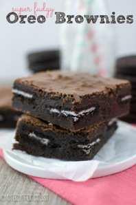 Fudgy Oreo Stuffed Brownies This is my absolute favorite brownie base recipe. I filled it with my favorite cookie - Oreos - but the base is perfect for any candy or cookie you love.