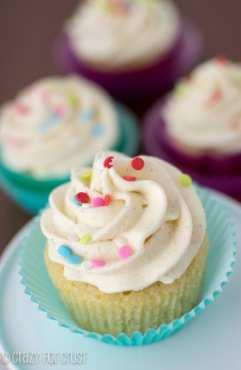 7. To fill cupcakes: you can either fill a pastry bag fitted with a round tip and poke it into the center of the cupcake to fill, or you can carefully cut out a hole in the center and fill with a