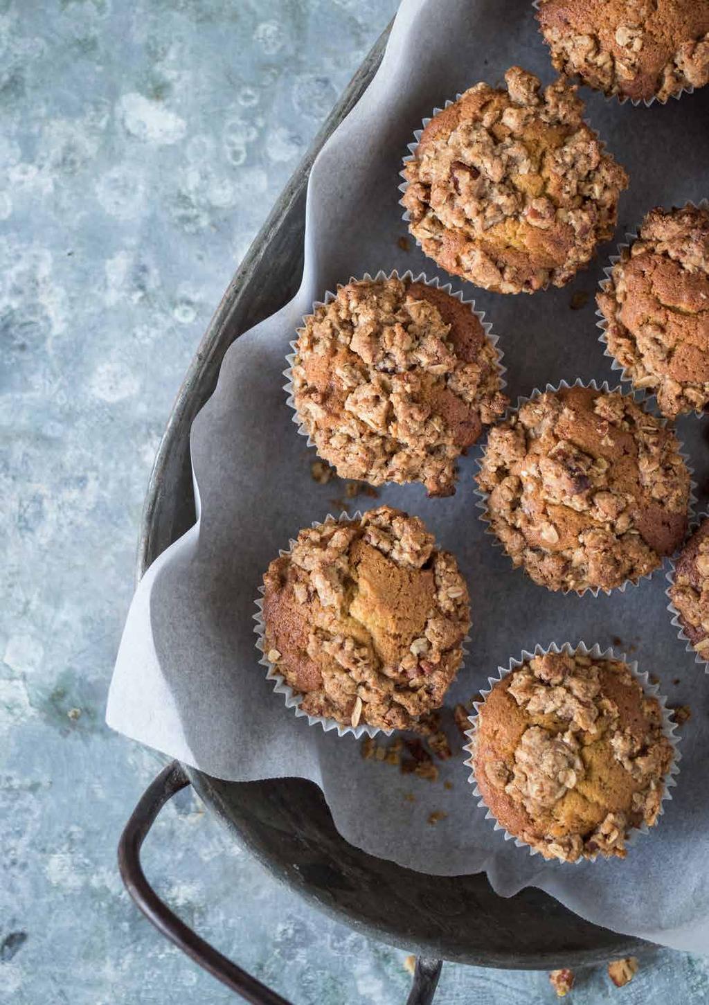 Pumpkin Pecan Pie Muffins SERVES: 18 PREP: 20 MIN COOK: 70 MIN DIFFICULTY: EASY What do pumpkin pie, pecan pie and warm muffins have in common? They re all cosy and delicious!