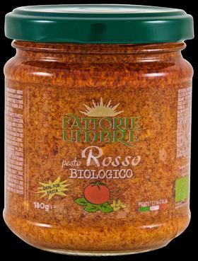 Organic Red Pesto 180 gr. Allergens (2003/89/CE directive): Sunflower oil*, rehydrated Sun-dried tomatoes (sun-dried tomatoes*, water, salt) 32%, Tomato pulp* 18.9%, Basil* 9.