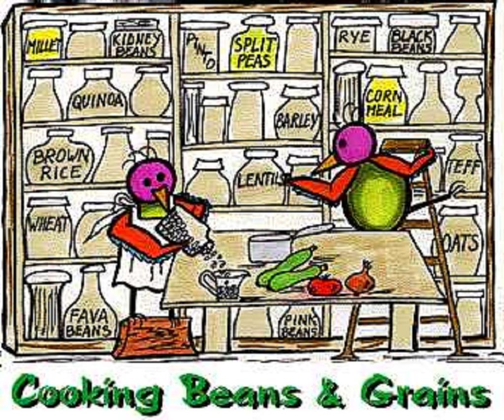 We wanted to share with you, our readers, one of our favorite cooking aids: two charts for cooking grains and beans that give handy details like proportions of beans to water, length of cooking, and