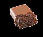 chocolate A very fine, crunchy texture HAZELNUT PRALINE AND ALMOND PIECES Decorated with dark chocolate A very