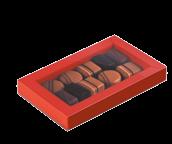 chocolates in a charming, elegant elongated box with a