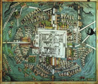 Tenochtitlan: The Centre of the World According to Aztec philosophers, the Earth was a round, flat disc divided into four sections.