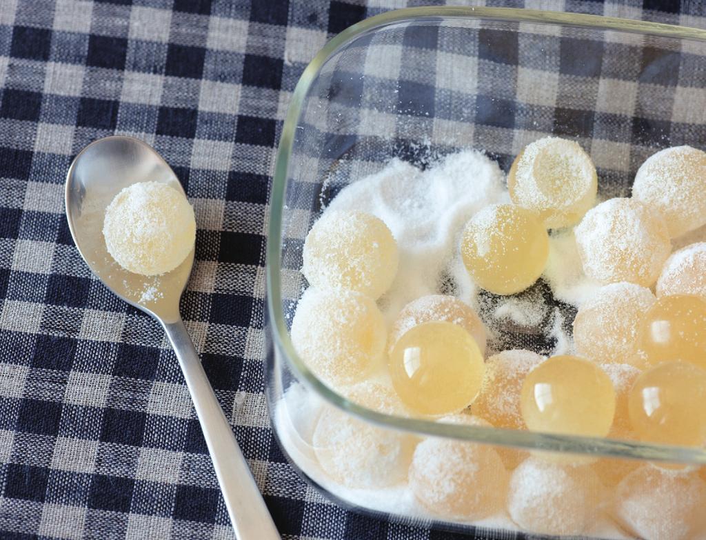 Honey and Lemon Jelly It is so much fun to press out these tiny sweet and sour marble-sized balls. Easy to make in the microwave oven.