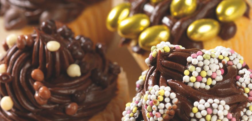 Chocolate Heaven Gold Pearl Swirl Chocolate icing Edible mini gold pearls Add the chocolate icing to an icing bag or syringe and ice your cupcake use circular movements to create a fantastic swirl