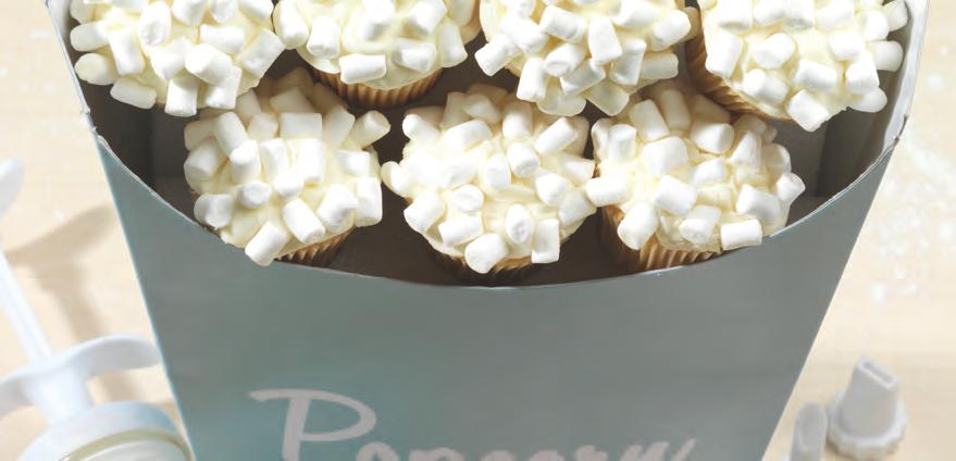 Popcorn Cupcakes Mini marshmallows Add the buttercream to an icing bag or syringe and ice your cupcake creating a buttercream heap.