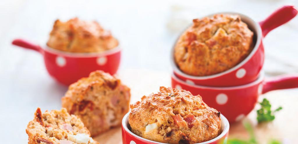 Savoury Muffins with Dried Tomatoes and Parmesan 100g plain flour 50g Parmesan 2 eggs 8 sun-dried tomatoes in olive oil ½ courgette 3 tbsp milk 2 tbsp yeast 2 pinches oregano 50ml olive oil Salt and