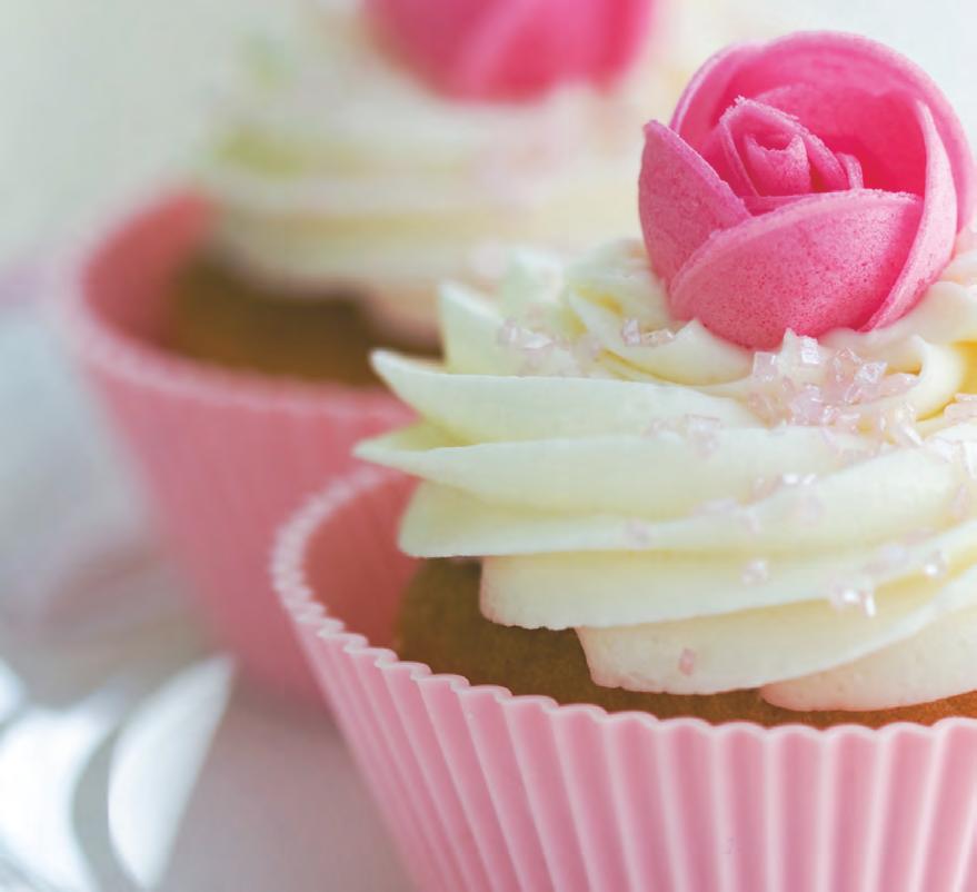 Decorating Ideas Rose Cupcakes Pink glitter sugar decoration Edible rose icing decorations Ice your cupcake using a pallet knife or normal knife.