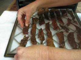 Drying the Jerky Remove meat strips from the