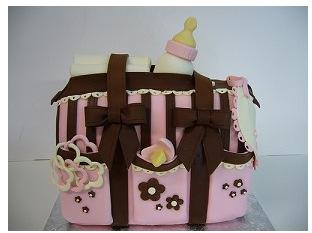 NAPPY BAG CAKE Beginners-Intermediate (previously knowledge of working with fondant would be advantageous) 5 or 6 mud cake (uncovered) of about 7cm high (round or square) 1kg of Ready To Roll Icing