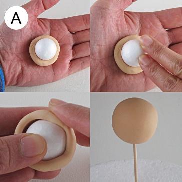 Covering Polystyrene Balls Roll the specified quantity of modelling paste into a ball.
