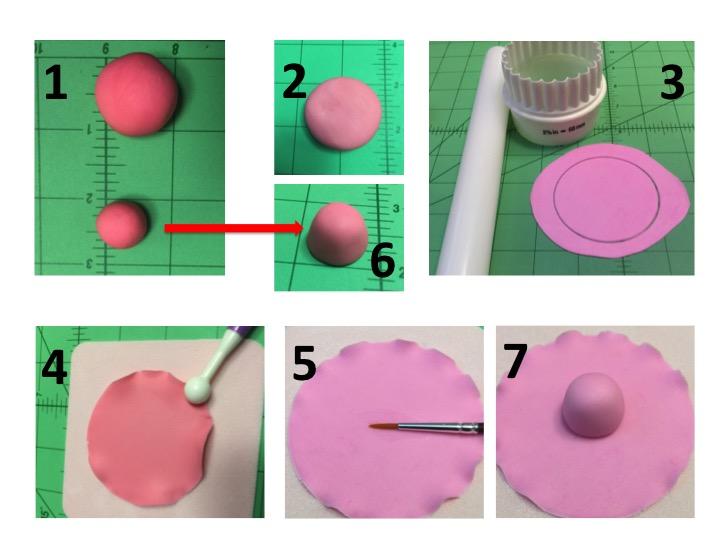 Princess: The Hat With the rolling pin without the rings, roll out the pink sugar paste and cut a circle with the round cookie cutter (image 3).