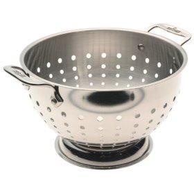 Colander Is a metal or plastic bowl with 1/8 inch holes