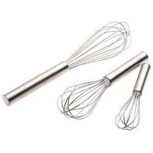 Wire Whisks A long utensil with a set of slim stainless steel wires that are gathered at