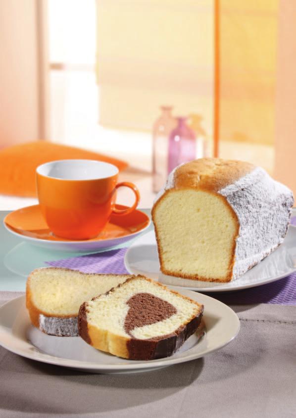 Pound cake / Marble cake Recipe for 9 pound cakes or 8 marble cakes Light-coloured basic batter: Pastry margarine or