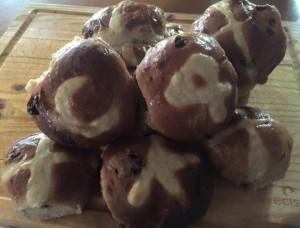 Hot Cross Buns Makes: 12 Ingredients: 1 tablespoon & 1/2 cup caster sugar 2 tablespoons dried yeast 1 cup milk, room temperature 75g butter,