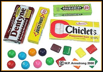 Chicle Some of the original brands of packaged stick gums