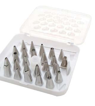 Our polished stainless steel nozzles are of the highest standard and our piping bags feature strong seams for additional durability when piping hot or cold fillings.