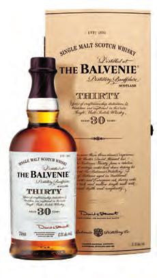BALVENIE 30 YEAR OLD Aging in traditional oak and aged European oak sherry casks creates a rich, mellow scotch with unusual depth and complexity.