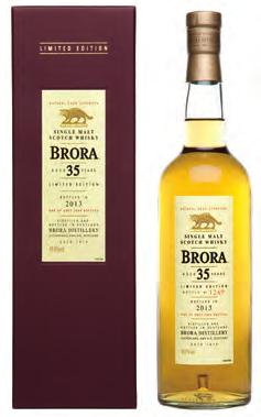 BRORA 35 YEAR OLD Brora 35 has creamy top notes of vanilla-custard above a herbal note and a sharper, cereal base, all suffused with just a thread of smoke.
