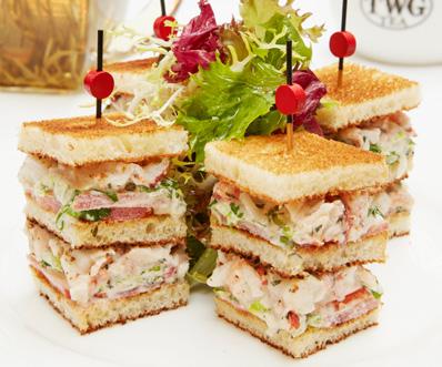 CROQUES & SANDWICHES TEA TIME From 2pm to 6pm FINGER SANDWICHES Assortment of 5 finger sandwiches: $24 Norwegian salmon and smoked salmon rillette infused with Pai Mu Tan; served with guacamole and