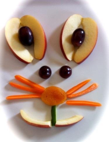 Bunny Face Apples Grapes Carrots Dried apricots Cucumbers Precut all ingredients and enjoy letting everyone put