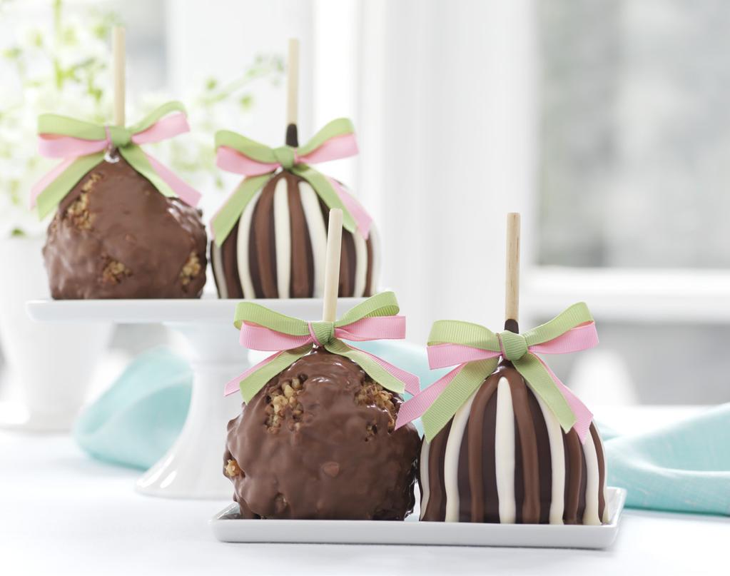 Spring Meadow Petite Caramel Apple Gift Tray A selection of six Gourmet Caramel Apples, in our most popular flavors, fills this springtime tray.