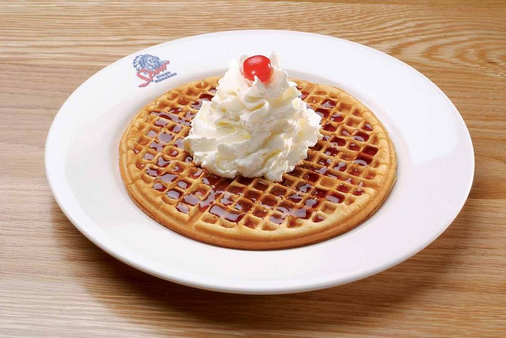 LOG CABIN WAFFLE A classic favourite! Topped with caramel syrup and cream or soft serve.