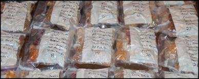Above: Individually packed meals,