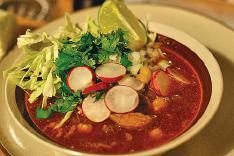 $ A traditional Mexican soup with beef stomach.