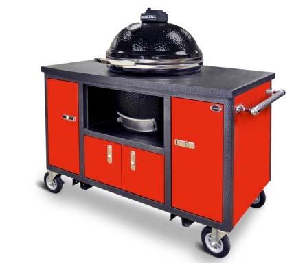42" and 48" Tailgater Ceramic Grill Cart 8 42" Cart 48" Cart Standard s: 42" Cart Right Side Internal Drawer, Flip Up Countertop Extension on Left, Towel/Grab Bar on Right, 6" Pneumatic Casters and