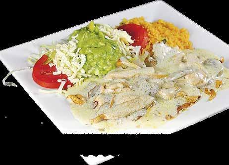 99 Enchiladas Rancheras Three cheese enchiladas, topped with mild green tomatillo sauce, shredded beef, sour cream, tomatoes, lettuce. Served with rice - 9.
