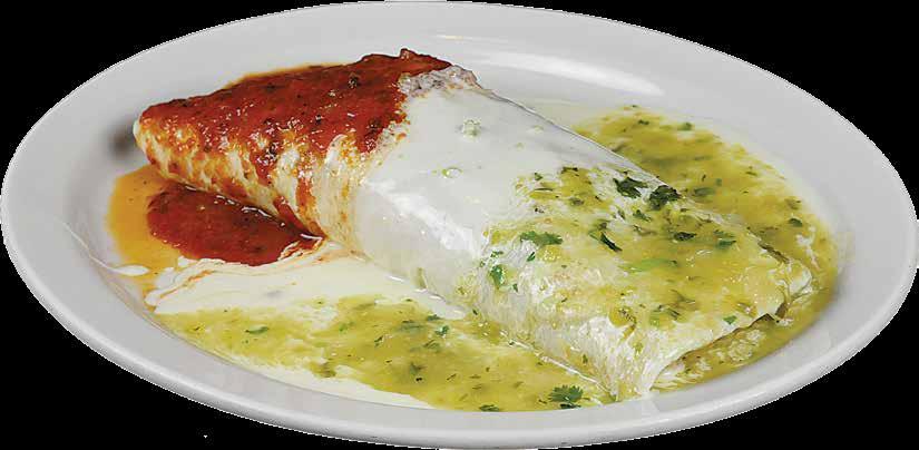Served with rice, lettuce, tomatoes, and sour cream - 9.99 Big Burrito A large flour tortilla, choice of grilled chicken, steak, or mixture.