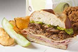 Corky s Premium Sandwich Box Lunches Comes with a pickle spear, fresh-baked cookie and choice of an apple, homemade sea salt potato chips, gramma s potato salad, or Greek pasta salad.