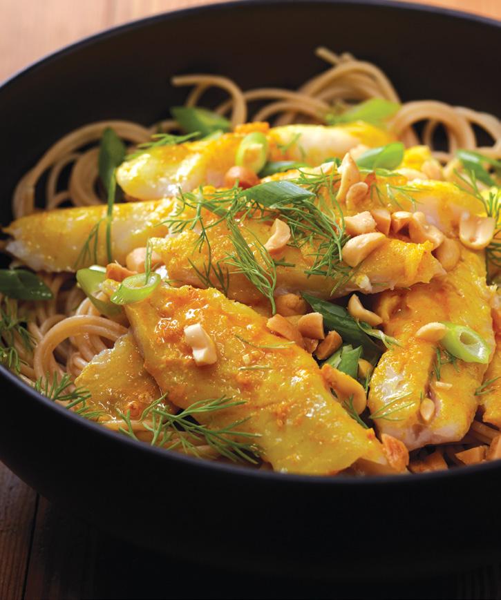 VIETNAMESE TURMERIC ALASKA POLLOCK WITH CHILLED NOODLES PHA Meal Information: 3 oz. lean protein, 2 oz. equivalent grains ½ cup canola oil 1 cup (4 oz.) shallots, minced ¼ cup (2.5 oz.