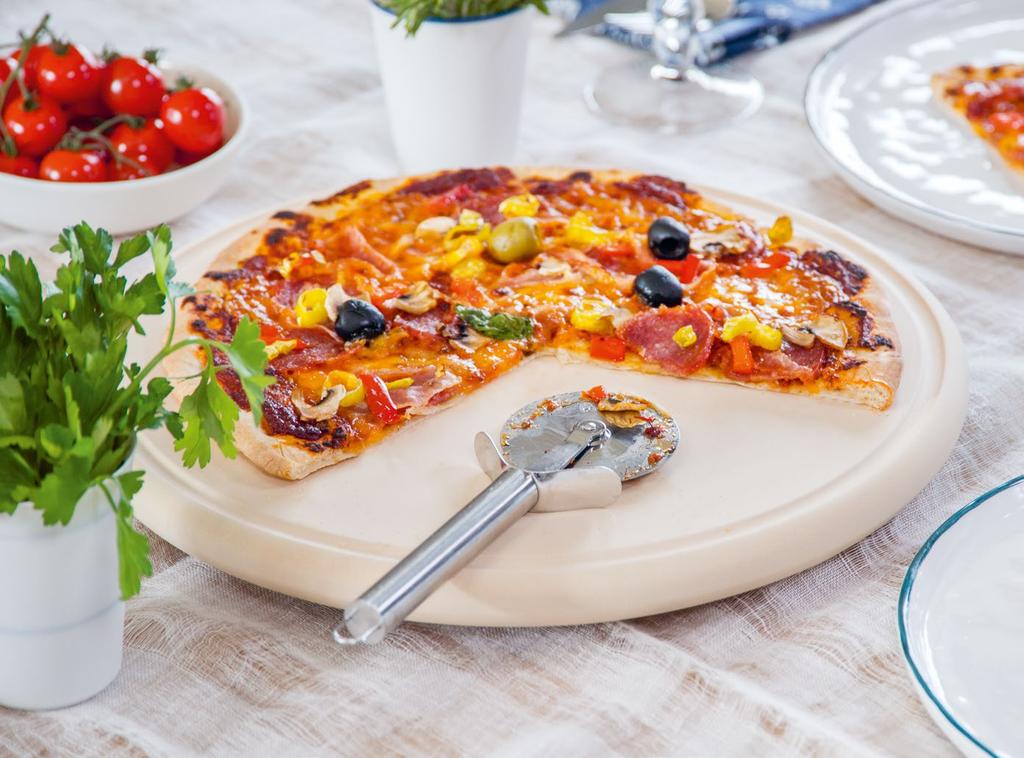 Hints and tips CeraFlam is food-safe and does not have to be greased for baking. The Pizza Stone can be hand-washed with washing up liquid.