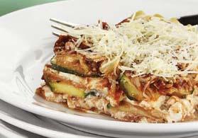 Zucchini Lasagna Skillet SERVES 4 Prep Time: 10 minutes Cook Time: 20 minutes Serving Size: ½ zucchini Calories: 205 Sugars: 6g Carbs: 11g Dietary Fiber: 2g Protein: 18g Cholesterol: 55mg Fat: 10g