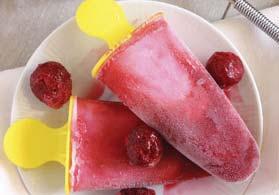 Raspberry Smoothie Pops SERVES 4 Prep Time: 5 minutes Cook Time: None Serving Size: 1 pop Calories: 70 Sugars: 12g Carbs: 15g Dietary Fiber: 1g Protein: 3g Cholesterol: 0mg Fat: 0g Sat.