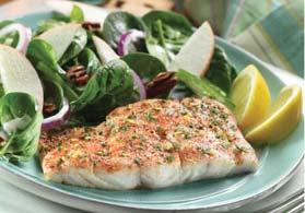 Fish Fillets with Lemon Parsley Topping SERVES 4 Prep Time: 15 minutes Cook Time: 10 minutes Serving Size: 4.