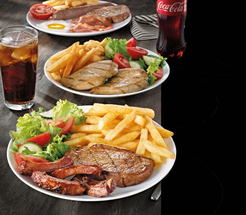 MIXED GRILL GRILLS CHOOSE TO ADD MUSHROOM SAUCE OR AVO * TOPPING *Contains chilli Chicken Supreme 74 90 Flame-grilled chicken fillet, bacon, slice of cheese, mushroom sauce, regular chips and salad