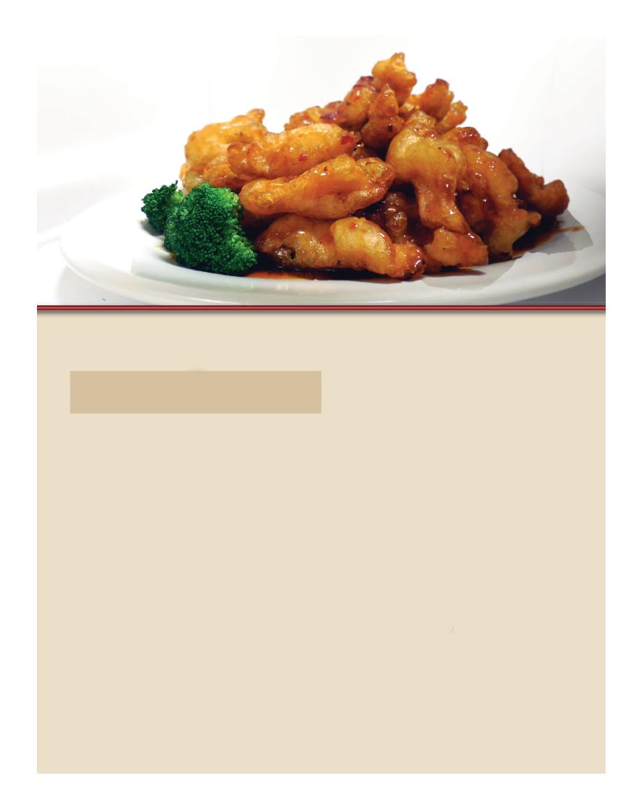Chef Specialties Complimentary Egg Flower or Hot & Sour Soup for Dine-In Customers. General Tsao s Chicken...$11.25 Deep-fried strips of chicken breast tossed in a signature spicy-sweet sauce.
